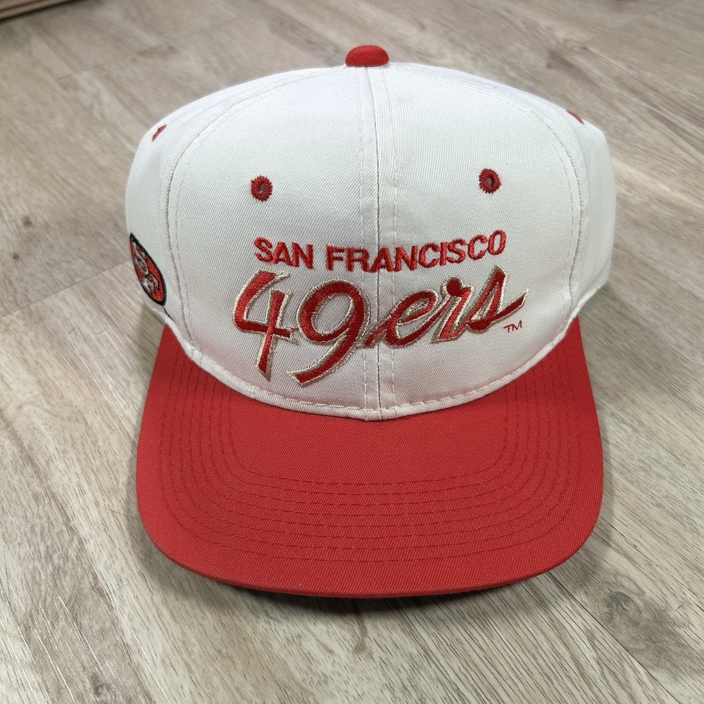 VTG Sports Specialties San Francisco 49ers Script Snapback Hat NFL White Red Cap